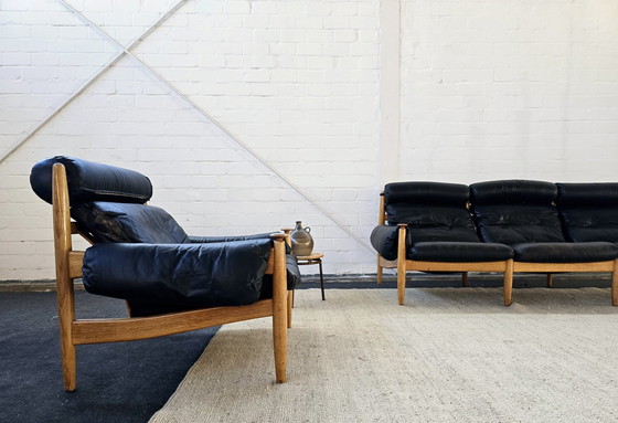 Image 1 of Eric Merthens 60S 70S Mid - Century sofa armchair leather sofa leather armchair set suite leather sofa