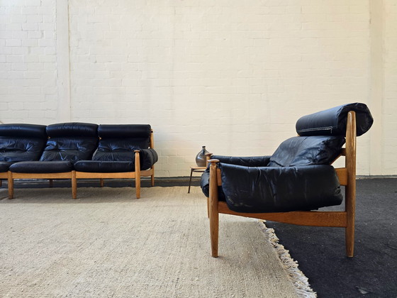 Image 1 of Eric Merthens 60S 70S Mid - Century sofa armchair leather sofa leather armchair set suite leather sofa