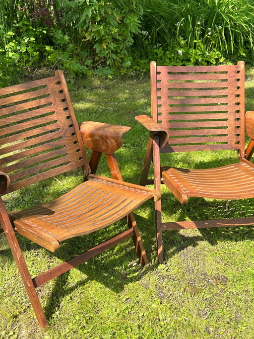 Pair Of "Rex" Folding Armchairs By Niko Kralj