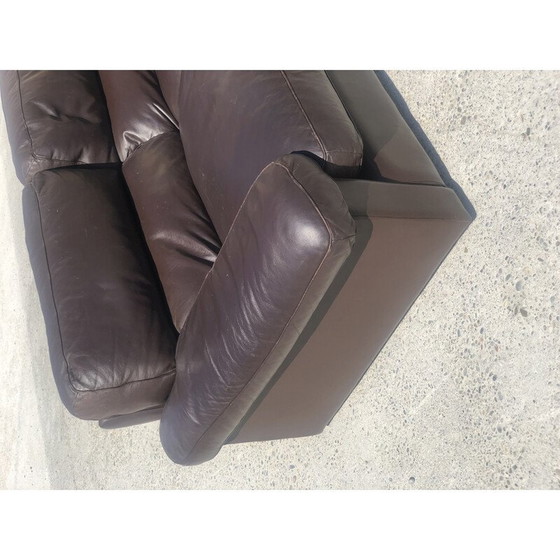 Image 1 of Pair of vintage chocolate leather 3-seater sofas by Tito Agnoli for Poltrona Frau, 1970
