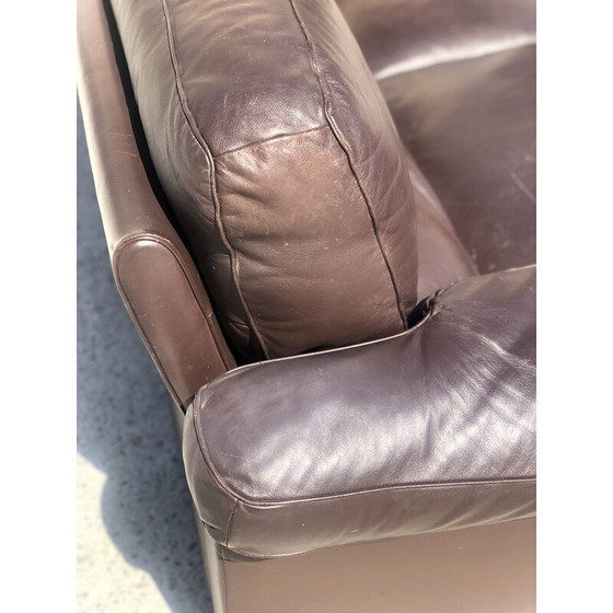 Image 1 of Pair of vintage chocolate leather 3-seater sofas by Tito Agnoli for Poltrona Frau, 1970