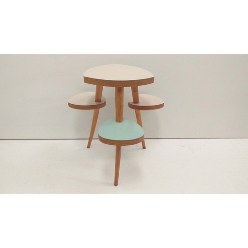 Vintage wooden flower table by Jiří Jiroutek, Czechoslovakia 1958