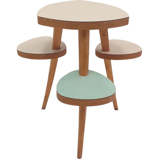 Vintage wooden flower table by Jiří Jiroutek, Czechoslovakia 1958