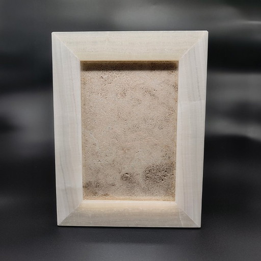 1970S Big Photo Frame In Onyx And Travertine - Made In Italy.