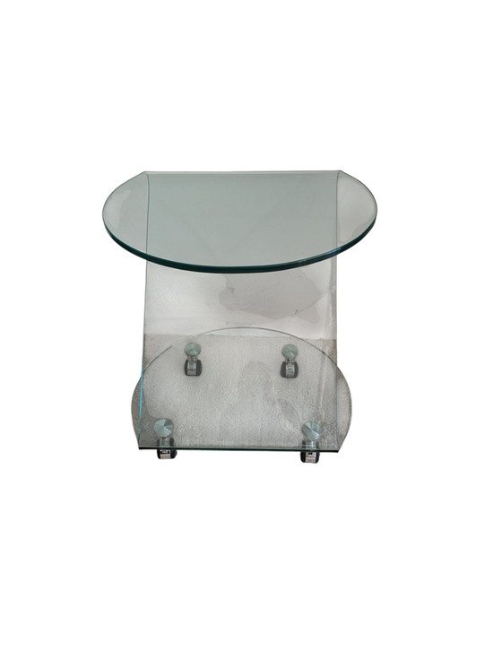 Image 1 of Space Age Glass Design Side Table With Wheels