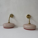 Pair Of Vintage Pink Opaline Antique Wall Lights