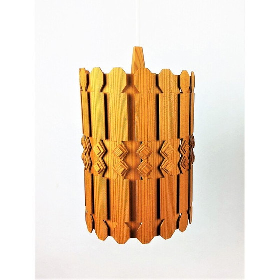 Image 1 of Set of 3 Vintage Scandinavian pine pendant lamps 1960