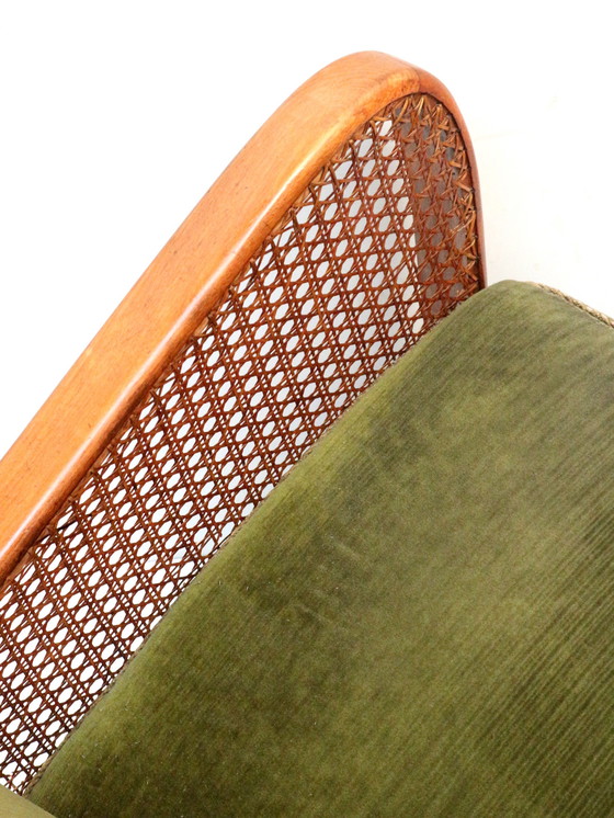 Image 1 of Ensemble de 2 fauteuils vintage avec revêtement en velours vert des années 1960