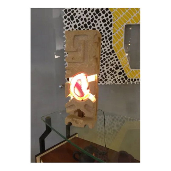 Image 1 of Vintage sculpture lamp in île de france stone and petrified wood, 1970