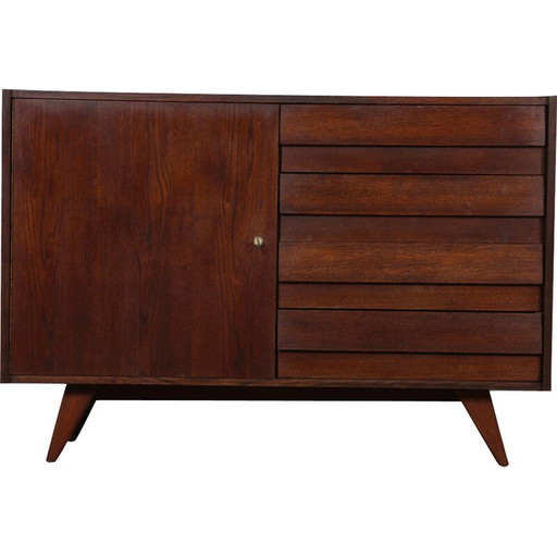 Vintage stained oak chest of drawers model U-458 by Jiri Jiroutek, 1960