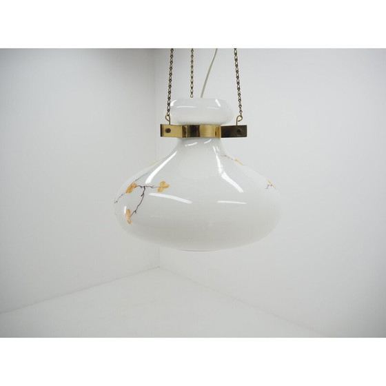 Image 1 of Lámpara de araña de vidrio y latón de mediados de siglo, Europa, década de 1970