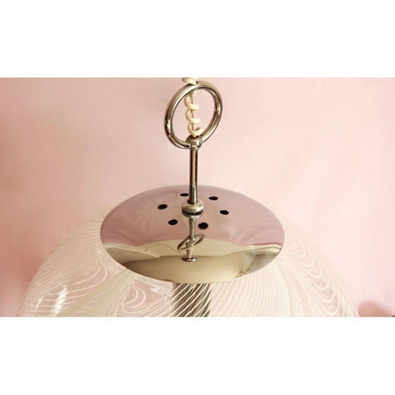 Image 1 of Vintage wave suspension with murano glass sphere by Lino Tagliapietra, Italy 1970