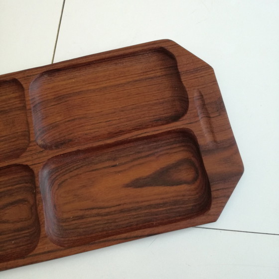 Image 1 of Solid Teak 4 Compartment Serving Tray