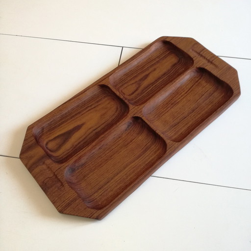 Solid Teak 4 Compartment Serving Tray