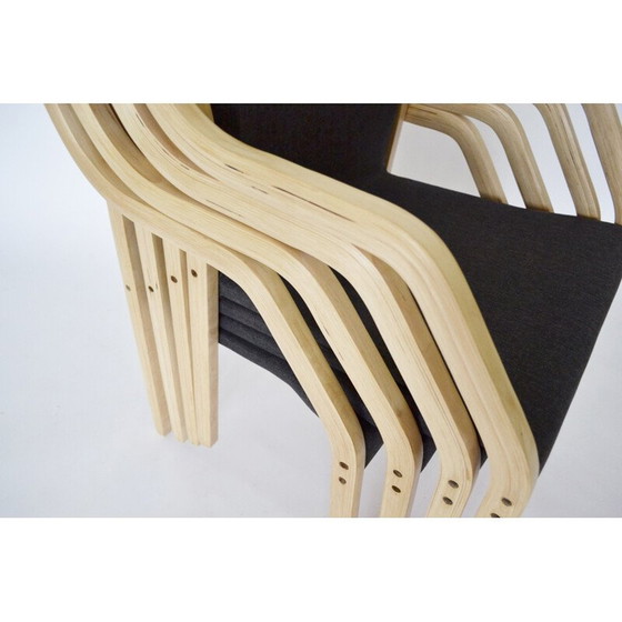 Image 1 of Set of 4 vintage dining chairs with armrests by Gražina Tulevičienė for Vilniaus Baldų Kombinatas, 1970s