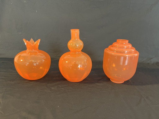 3x Noyons & Meydam orange vases