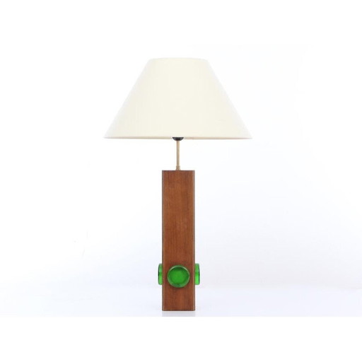 Lampada vintage scandinava in teak e pasta di vetro, Svezia 1960