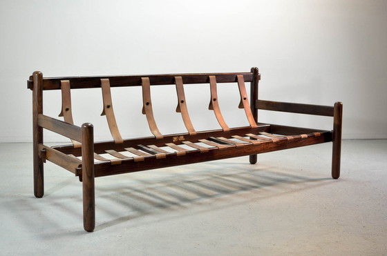 Image 1 of Excellent Jean Gillon Brazilian Jacarandá Wooden 3-Seat Sofa for Woodart, Brazil, 1960s.