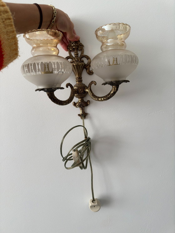 Image 1 of Lampada da parete in vetro vintage