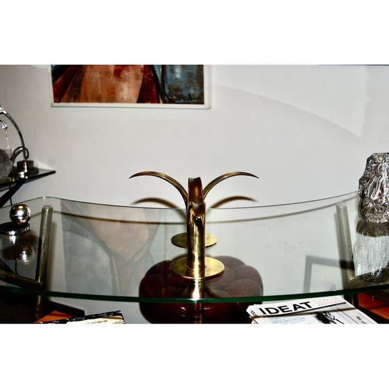 Image 1 of Pair of vintage brass candlesticks by Ivar Alenius-Bjork for Ystad Metal, Sweden 1939s