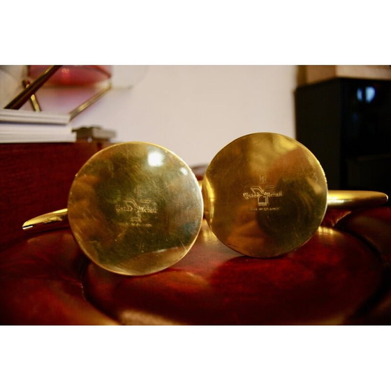 Image 1 of Pair of vintage brass candlesticks by Ivar Alenius-Bjork for Ystad Metal, Sweden 1939s