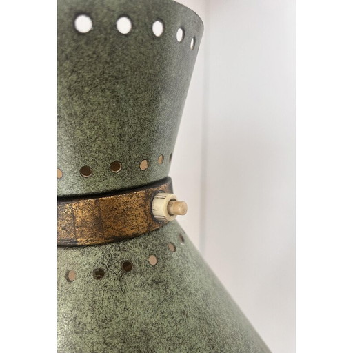 Vintage adjustable wall lamp in brass and patinated green, Italy 1950