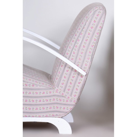 Image 1 of Pair of vintage white Art Deco beechwood armchairs, Czechia 1930s