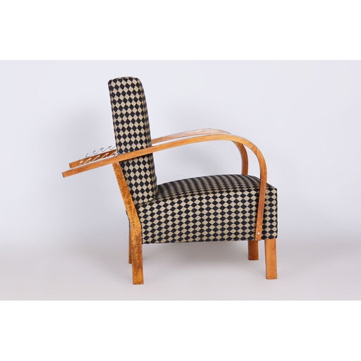 Pair of vintage armchairs in walnut and chromed steel, Czechoslovakia 1930