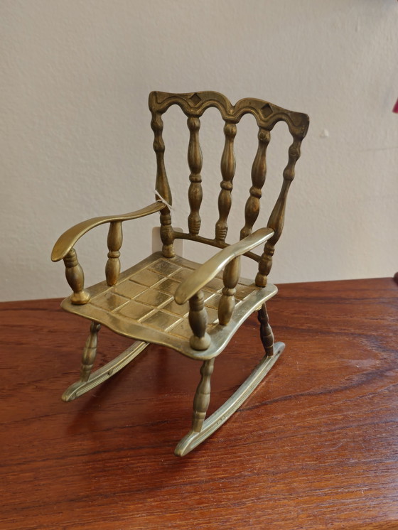 Image 1 of Vintage Brass Rocking Chair Chair Image