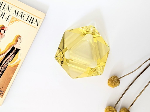 Murano Glass Ashtray | Diamond Shaped Citrine | Midcentury