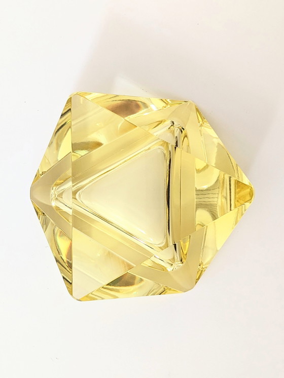 Image 1 of Murano Glass Ashtray | Diamond Shaped Citrine | Midcentury