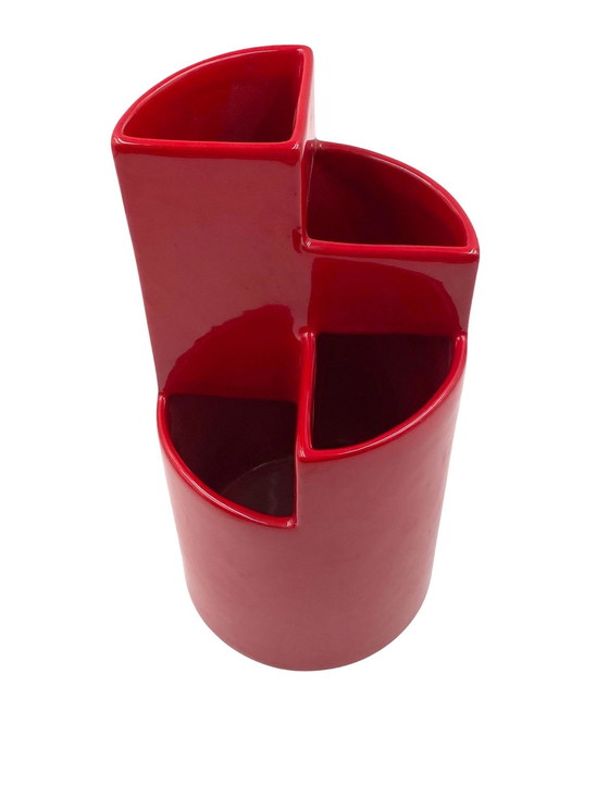 Image 1 of Franco Bettonica, Jarrón de cerámica rojo Mod. Fb1, Gabbianelli Italia Ca. 1970