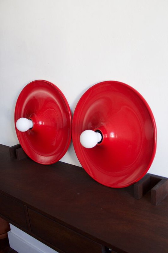 Image 1 of 2x Red wall lights