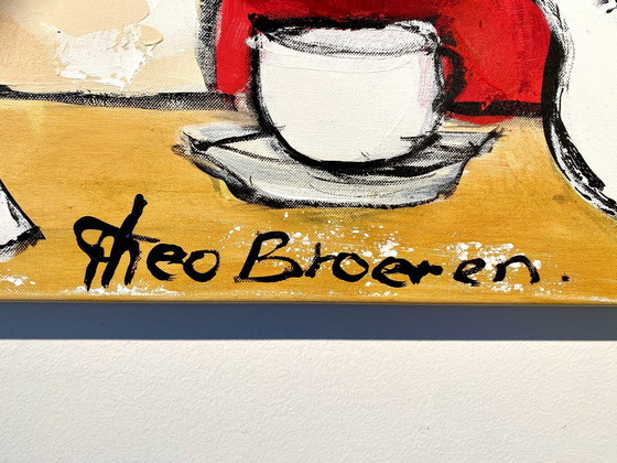 Image 1 of Theo Broeren "High Tea" - Original Painting On Canvas - 80Cm X 120Cm - With Certificate Of Authenticity