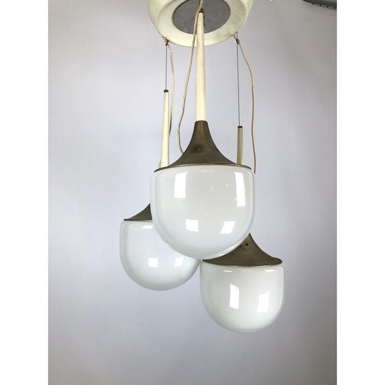 Image 1 of Vintage glass and metal chandelier, Italy 1970