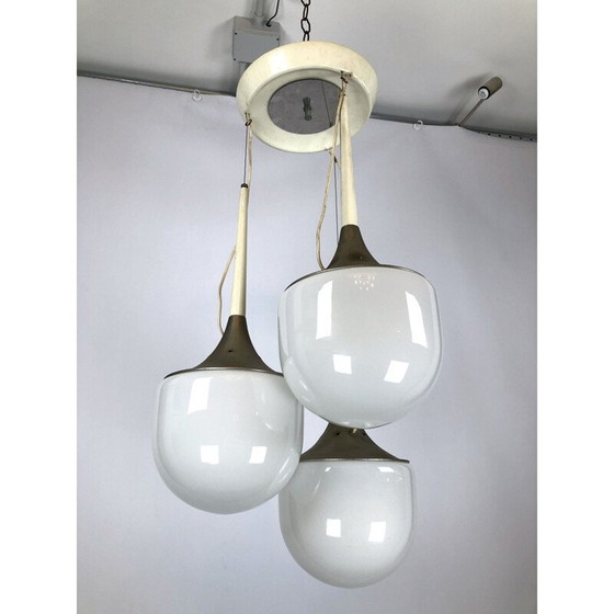 Image 1 of Vintage glass and metal chandelier, Italy 1970