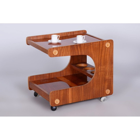 Image 1 of Mid century mahogany trolley, Czechia 1960s