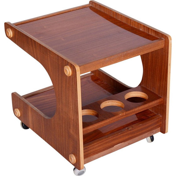 Image 1 of Mid century mahogany trolley, Czechia 1960s