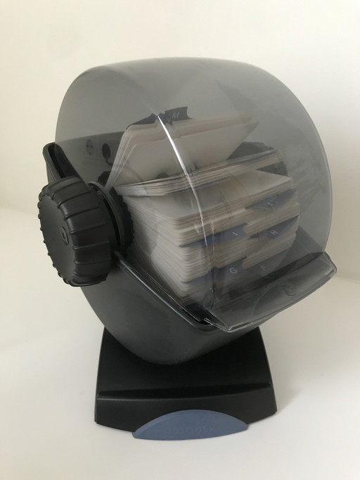 Vintage Rolodex File Card Holder Roll Top Swivel Desk With Cards