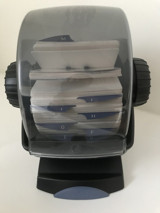 Vintage Rolodex File Card Holder Roll Top Swivel Desk With Cards