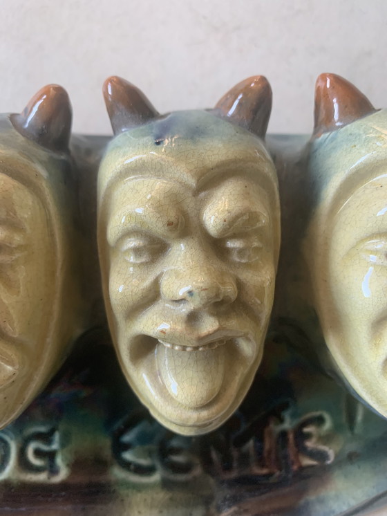 Image 1 of Vintage rack head broadcast glazed pottery