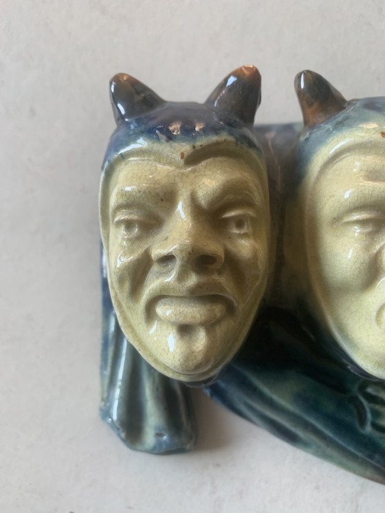 Image 1 of Vintage rack head broadcast glazed pottery