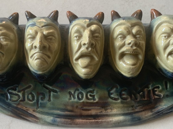 Image 1 of Vintage rack head broadcast glazed pottery