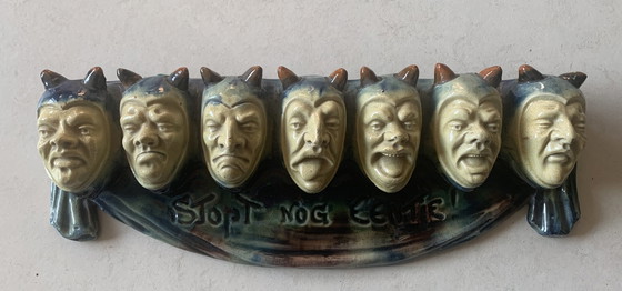 Image 1 of Vintage rack head broadcast glazed pottery