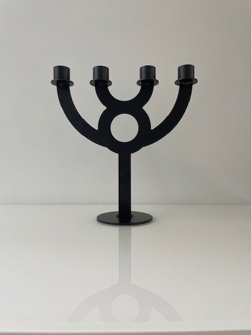 Design Candlestick Multi-Arm Black Metal (24Cm High)