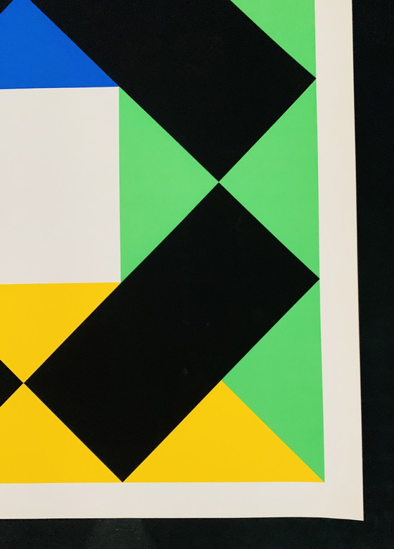 Image 1 of Max Bill "Composition With White Center." Bauhaus style. Original Screen Print.