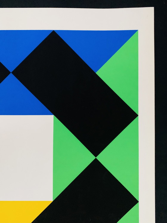 Image 1 of Max Bill "Composition With White Center." Bauhaus style. Original Screen Print.