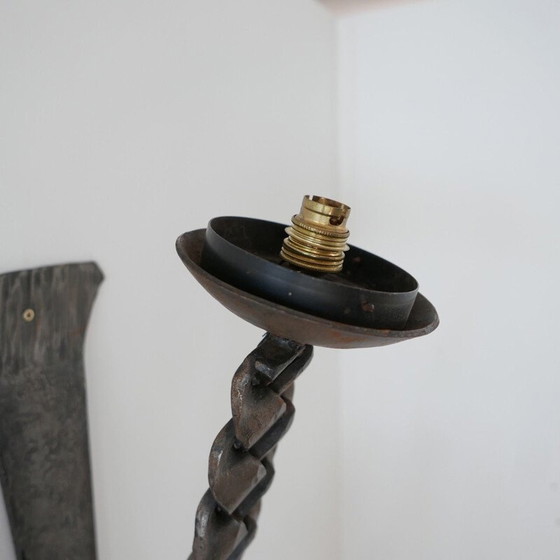 Image 1 of Lampada da parete brutalista in ferro di metà secolo, Francia anni '50