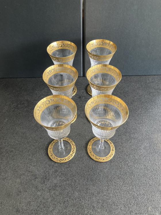 Image 1 of 6 St. Louis Thistle Gold wine glasses