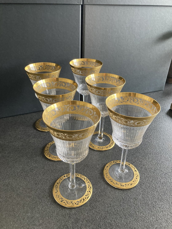 Image 1 of 6 St. Louis Thistle Gold wine glasses